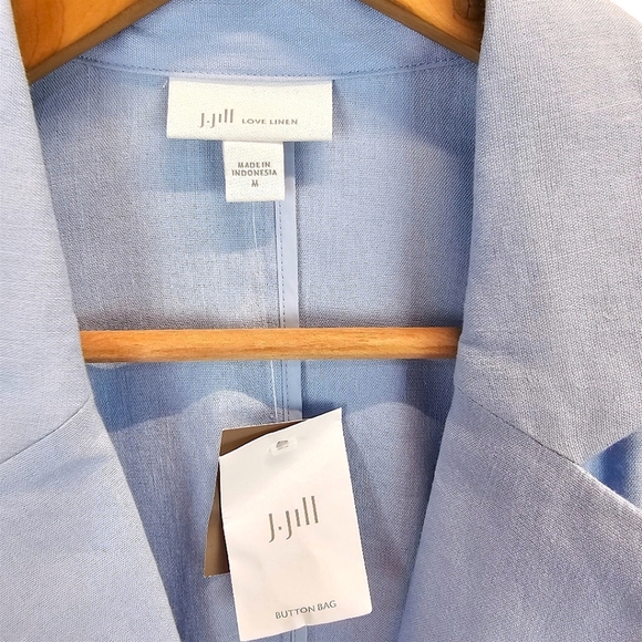 J. Jill Love Linen Blazer M Light Blue Soft Tailored Jacket Pastel Minimalism - Picture 12 of 15